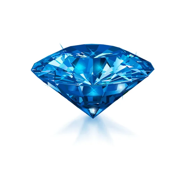 Hermoso zafiro gema azul aislado sobre fondo blanco. Ilustración vectorial . — Vector de stock
