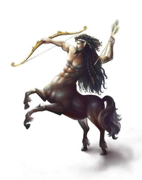 Beyaz arka plan üzerinde izole centaur. Dijital sanat. Dijital boyama.