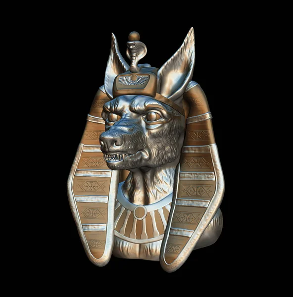 Głowa Egipskiego Boga Setha Metalowa Rzeźba Czarnym Tle Ilustracja — Zdjęcie stockowe