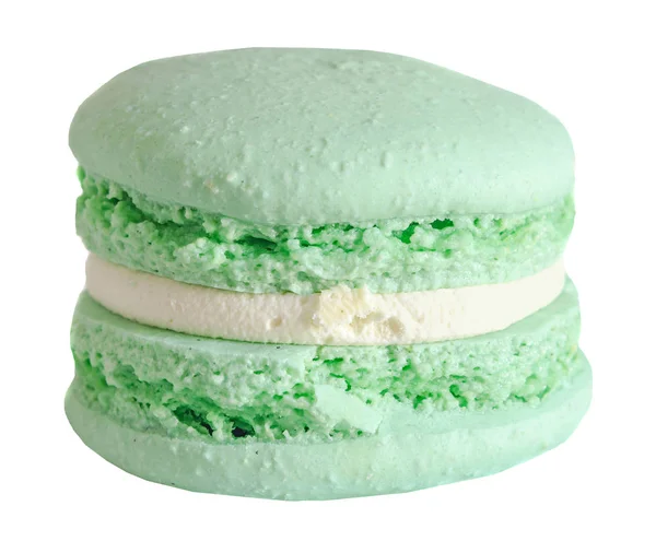 Pistache verde macaroons doces, francês tradicional, creme — Fotografia de Stock