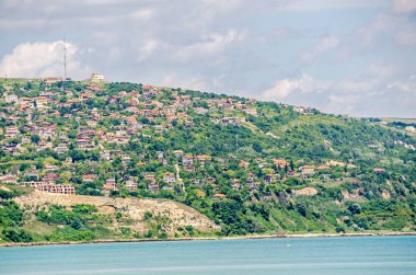 Albena, Bulgaristan - 13 Haziran 2016. Karadeniz sahilinin görünümü