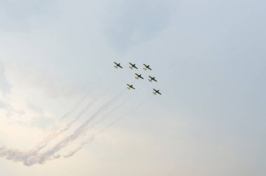 Onların renkli uçaklar ile Romanya Hawks takım pilotlar
