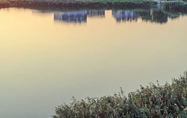 Gündoğumu günbatımı, su Gölü doku kapatmak açık bitki örtüsü