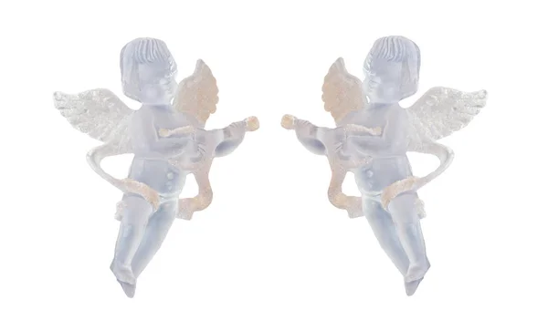 クリスマス ツリー、翼、歌の透明の天使の飾り, — ストック写真