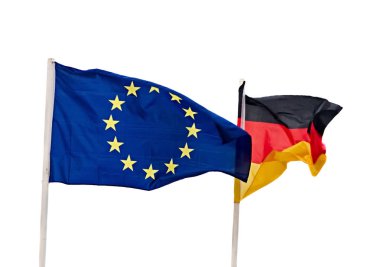 Avrupa Birliği mavi bayrak Almanya bayrağı dalga