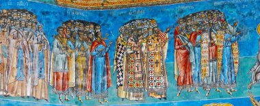 Moldova, Romanya - 4 Temmuz 2014. Manastır Voronet ziyaret etti