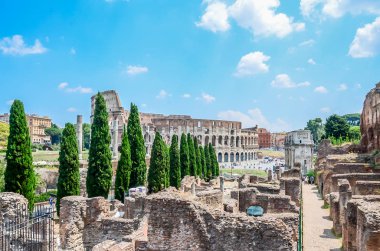Rome, İtalya - 12 Temmuz 2013. Roma Forumu, ayrıntı kalıntıları