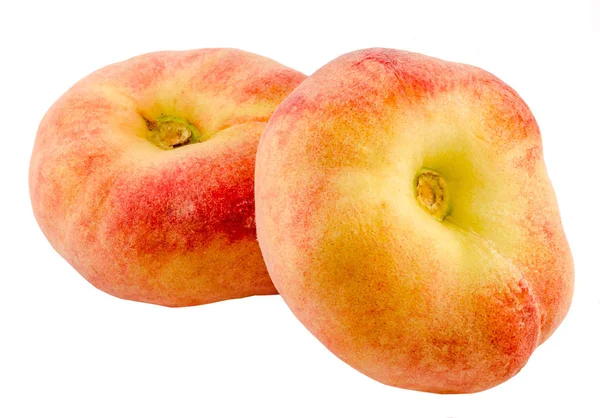 Saturn peaches, also known as Donut (Doughnut) peaches — Stock Photo, Image