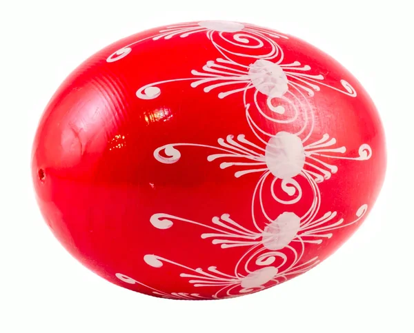 Red Easter romanian traditional egg, close up isolated — Stock Photo, Image