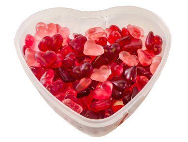 Dolu saydam kalp şekli vazo (kase) (kırmızı renkli)