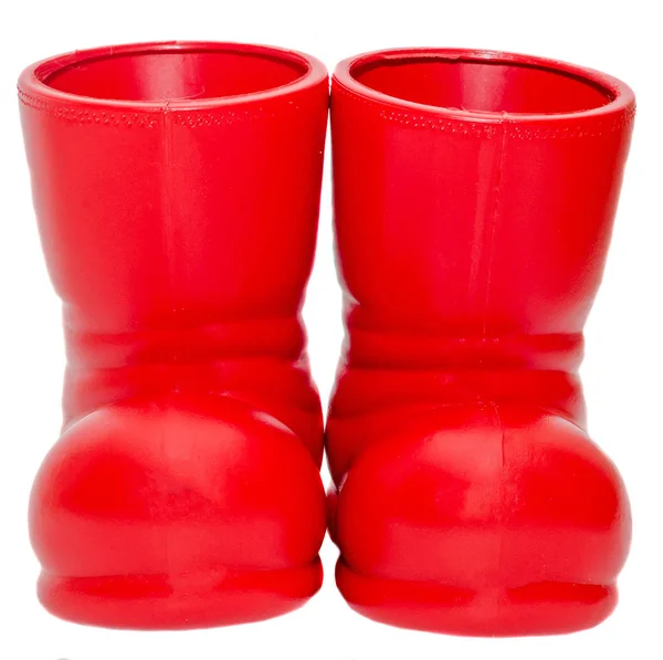 Santa Claus červené boty, boty. Svatý Mikuláš červené boty, představuje — Stock fotografie