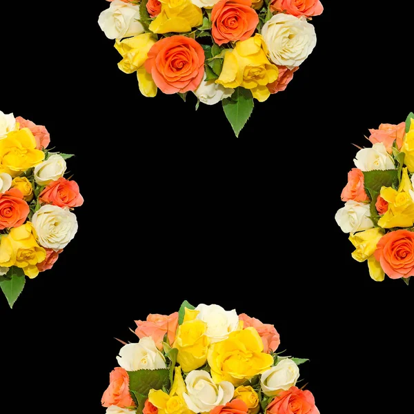 Vitt, orange och gul ros blommor, detaljer, närbild. Alla hjärtans dag roses. — Stockfoto