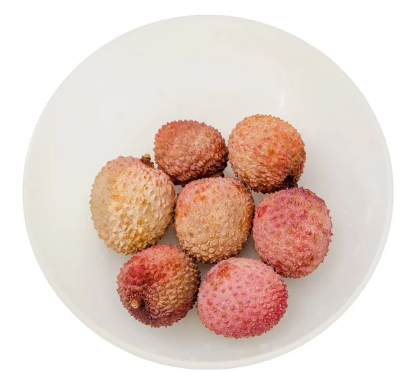 Die Litschi-Früchte (Litschi chinensis), Nahaufnahme, Makro, isoliert. — Stockfoto
