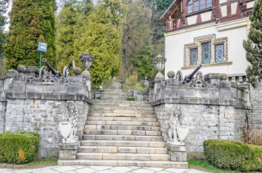 Peles Kalesi Sinaia Romanya'dan avlusu detay
