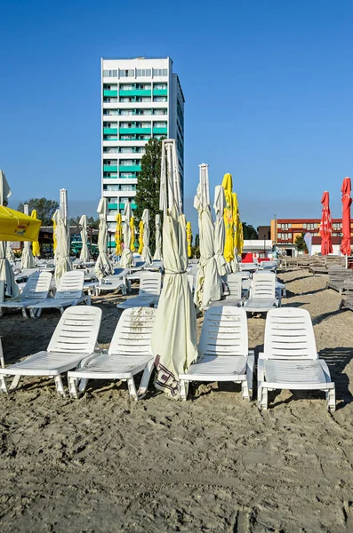 Beach, Karadeniz'den Mamaia, Romanya ile golden sands, güneş — Stok fotoğraf