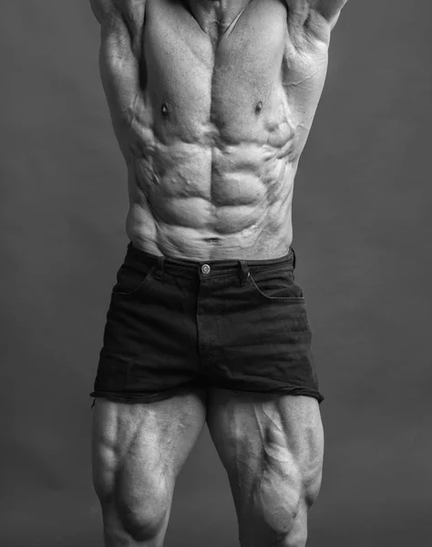 Closeup of abdominals and thighs. — Stock Photo, Image