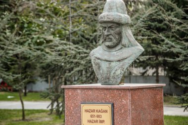 İstanbul, Esenyurt / Türkiye-04.06.2019: Khazar Khagan Heykeli, 
