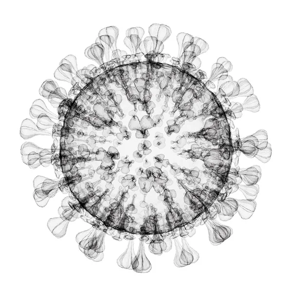 Mikroskop altında röntgen. Cowid-19 yakın plan beyaz arkaplanda kesilmiş.