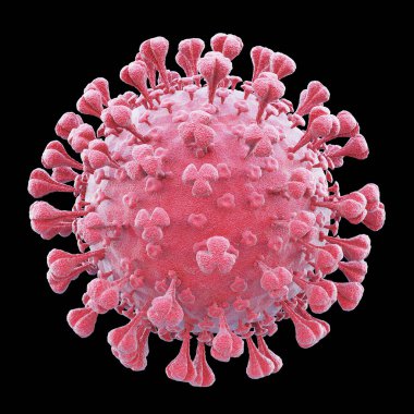Coronavirus COVID-19 closeup cut out on a black background. clipart