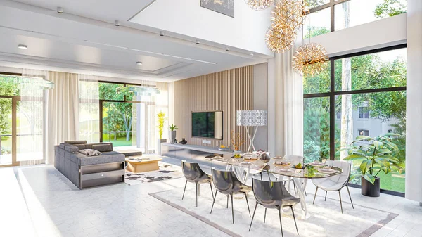 living room interior 3d illustration