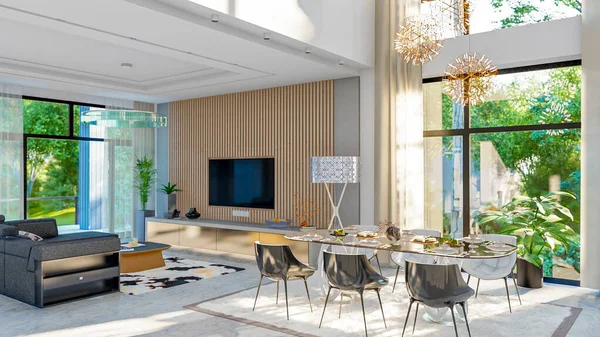 living room interior 3d illustration