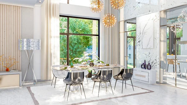 living room interior 3d illustration