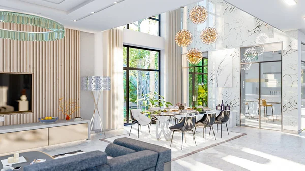 living room interior 3d illustration