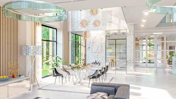 living room interior 3d illustration