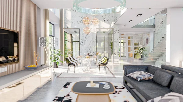 living room interior 3d illustration