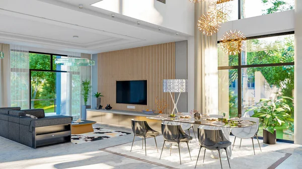 living room interior 3d illustration