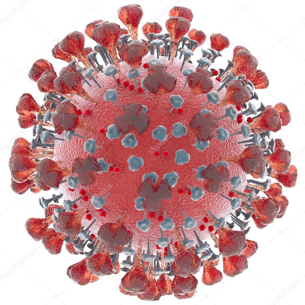 Cowid-19 coronavirus closeup cut out on a white background
