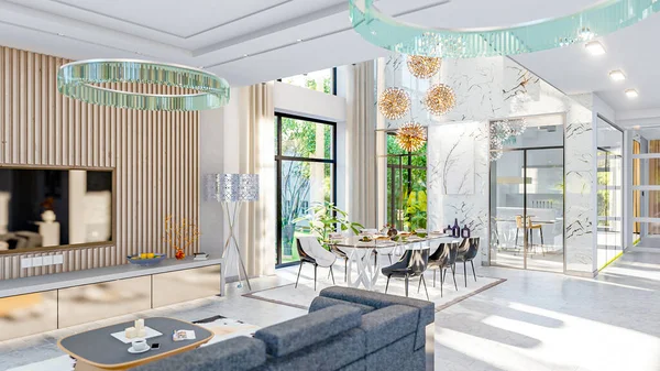 living room interior 3d illustration