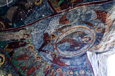 İç erken ortodox Hıristiyan fresk ile mağara Kilisesi 