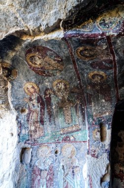 İç erken ortodox Hıristiyan fresk ile mağara Kilisesi 