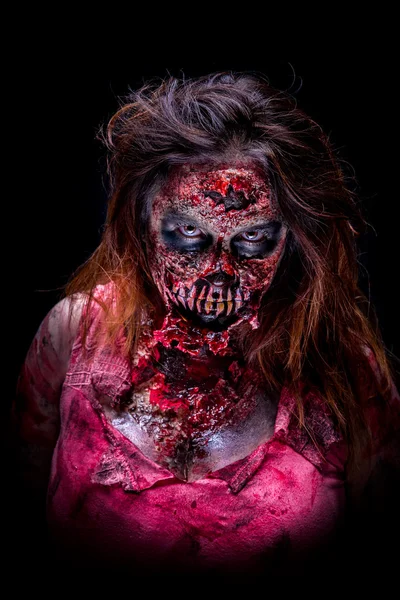 Skrämmande zombie girl Stockbild