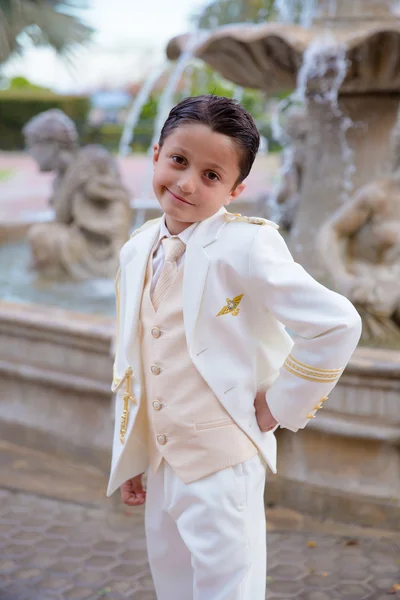 Young First Communion boy smiling looking at camera Royalty Free Stock Images
