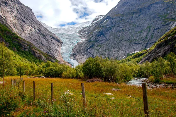 Glaciar Briksdal a los pies —  Fotos de Stock