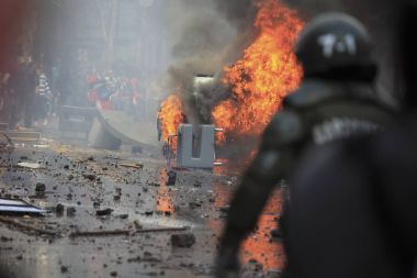 Santiago, Şili için protesto