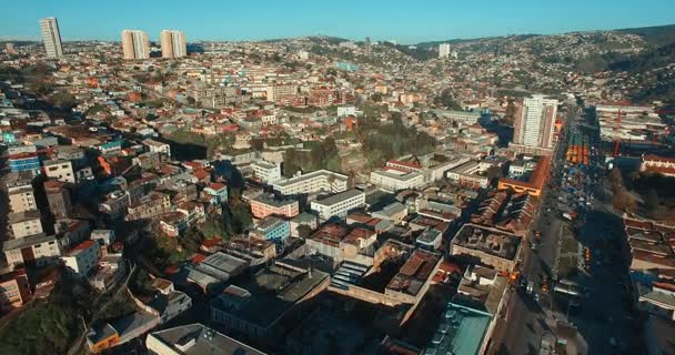 Valparaíso de Aereal weergave, Chili — Stockvideo