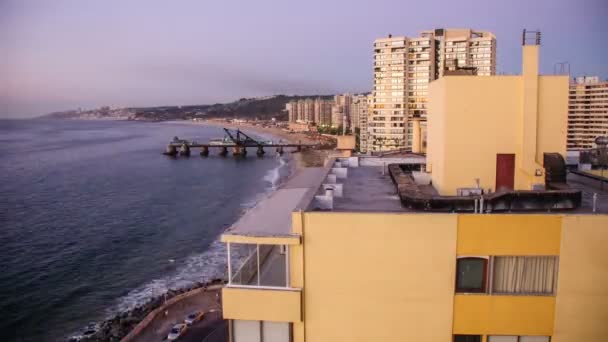 Vina del Mar de schemering. 4k — Stockvideo