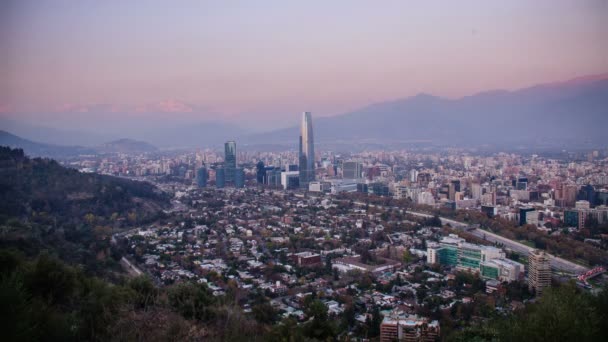 Santiago Timelapse in de schemering 4k — Stockvideo