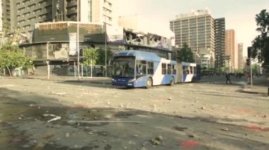 Santiago, Şili - 29 Ekim 2019 - Sebastian Pinera hükümetine karşı düzenlenen 