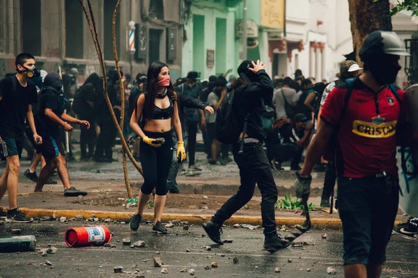 Protesten in Chili Stockfoto