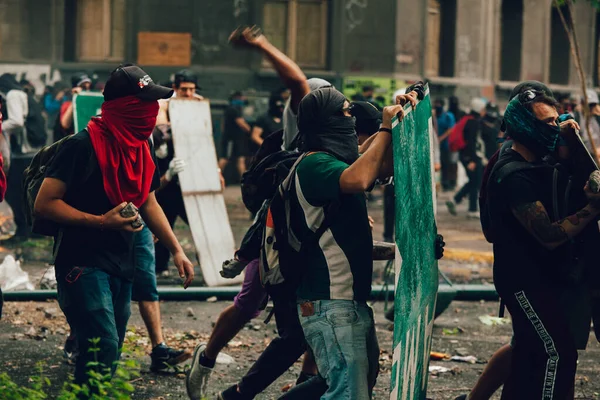 Protesten in Chili Stockafbeelding