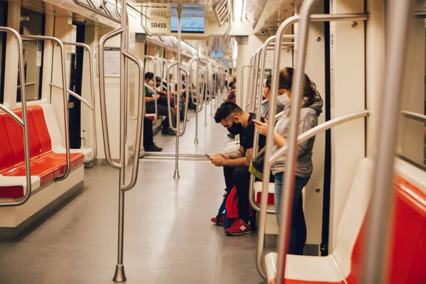 Santiago Chile April 2020 Santiago Metro Wagon Bijna Leeg Vanwege Stockfoto