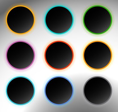 Daire düğmeleri, rozetleri seti