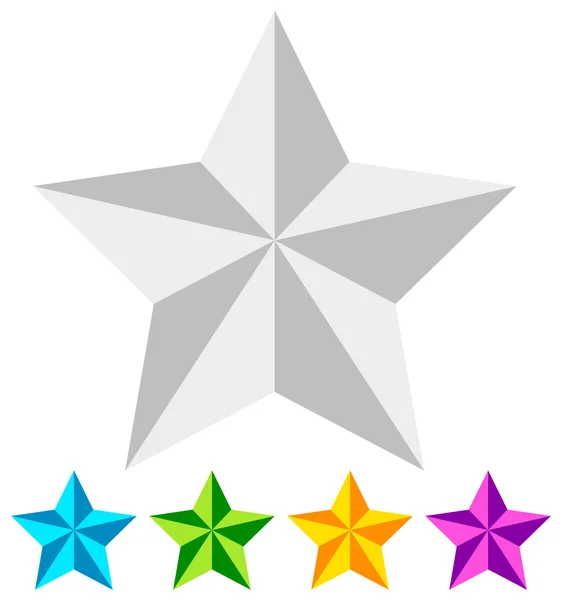 Estrela 3D. Conjunto de ícones de estrela — Vetor de Stock
