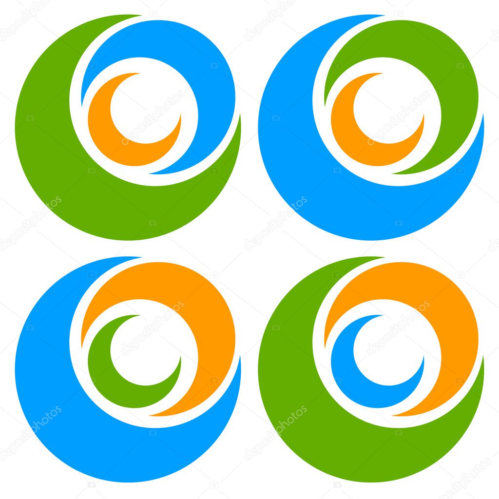 Logo, icons shape with circles - Spiral, vortex logo set.