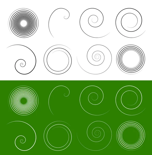 Espiral, redemoinho molda elementos — Vetor de Stock
