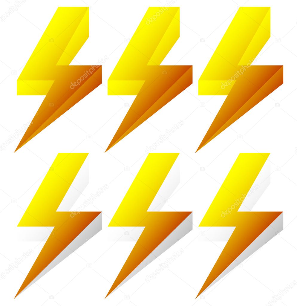 Lighting bolt, sparkle, electricity icons.